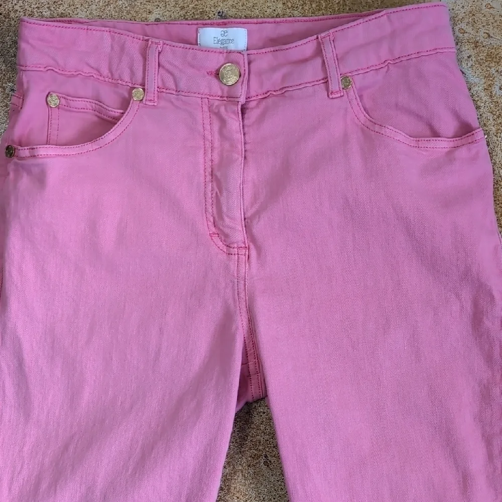 Elegance Paris | Vibrant Baby Pink Stretchy Jeans Chinos Size 8